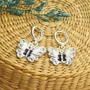 White Butterfly Hoop Earrings